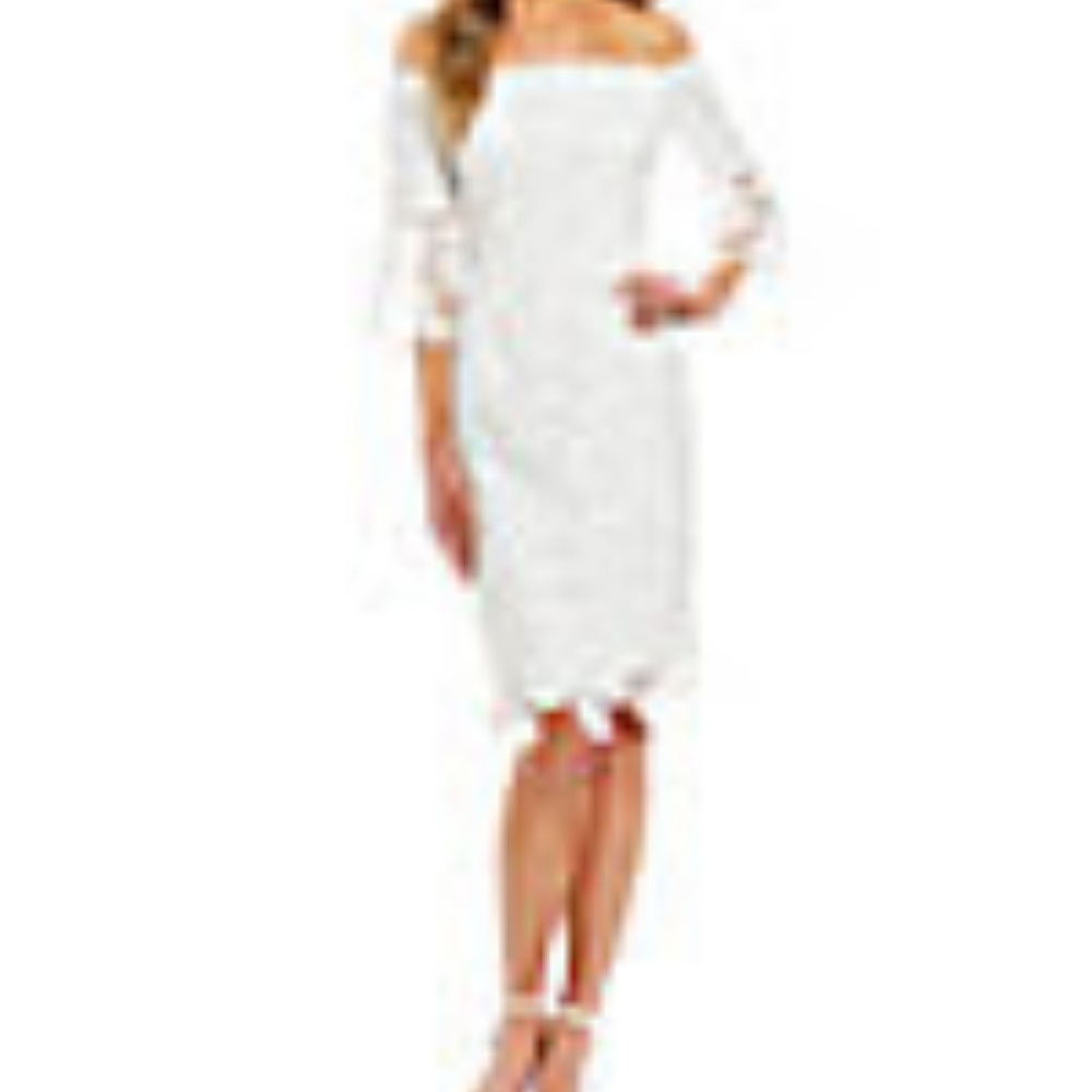 Vince Camuto white lace bell sleeve dress